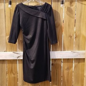 Tahari Fitted 3/4 sleeve Black with Gold Dress